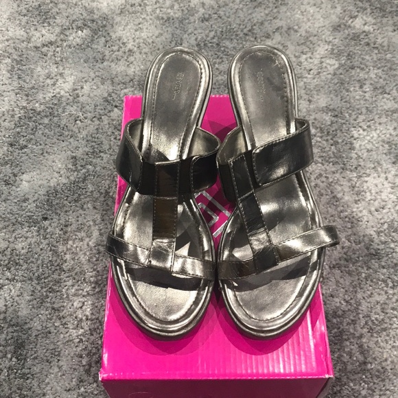 Silver Heeled Sandals Wedges - Picture 2 of 3